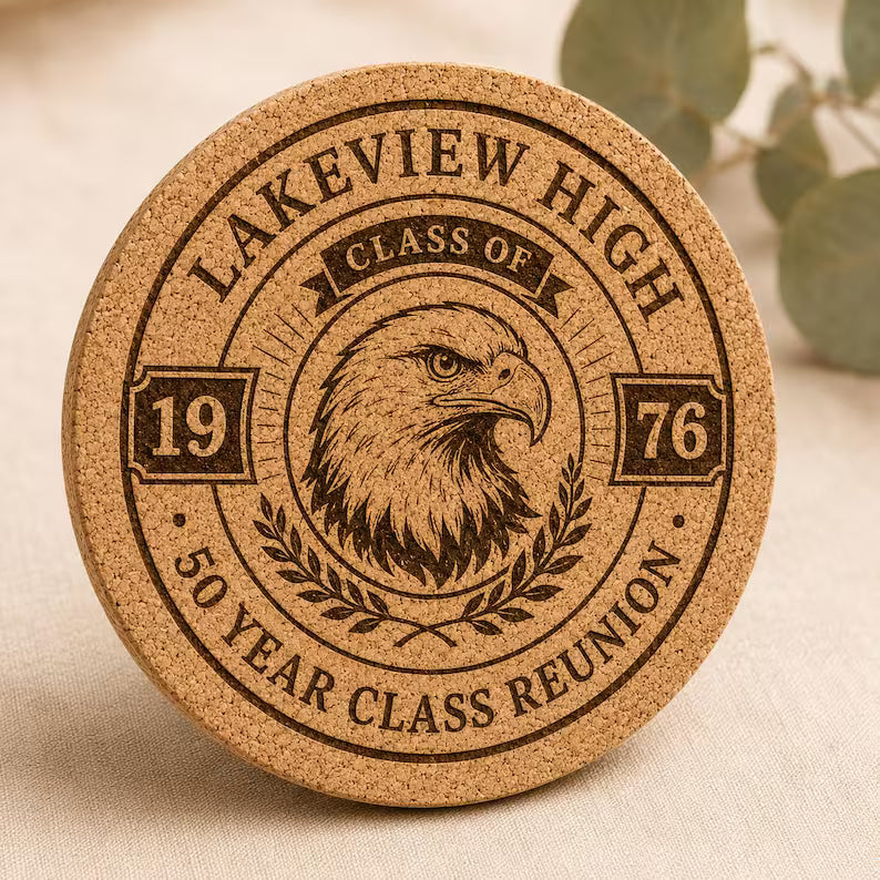 Custom Logo Cork Coasters, Personalized Engraved Coasters, Wedding Favors, Business & Corporate Gifts
