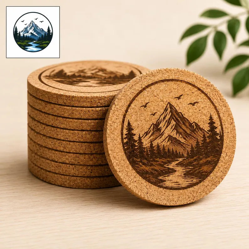 Custom Logo Cork Coasters, Personalized Engraved Coasters, Wedding Favors, Business & Corporate Gifts