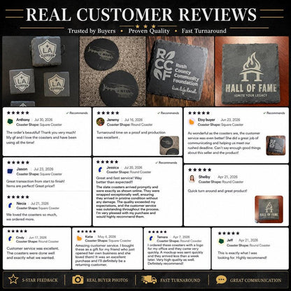 Custom Slate Coasters - Personalized Logo Coasters, Engraved Coasters for Business